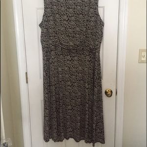 Brown with cream floral print dress.